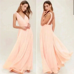 NWT Lulus Dance The Night Away Blush Maxi Dress Sz M